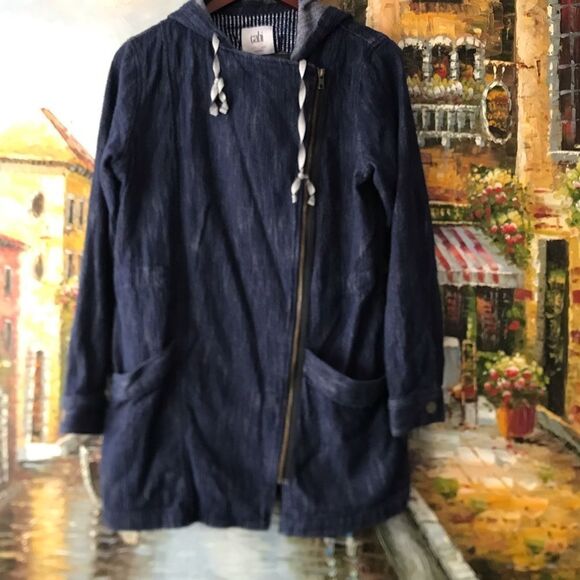 #21 Cabi Blue Zip Hooded Jacket Style 5100 EUC - Picture 3 of 16